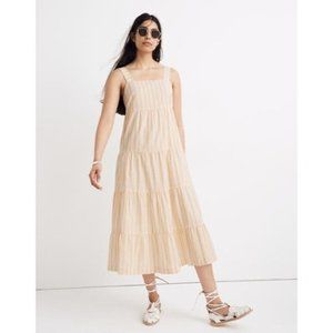 Madewell NWT Striped Button-Back Tiered Midi Dress